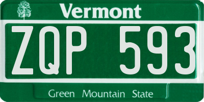 VT license plate ZQP593