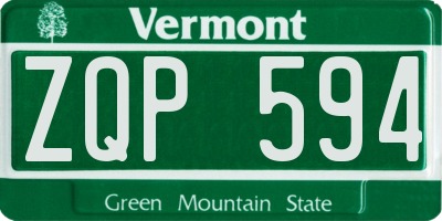 VT license plate ZQP594