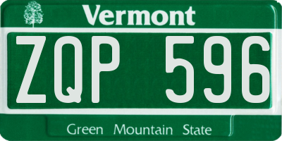 VT license plate ZQP596