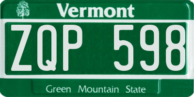 VT license plate ZQP598