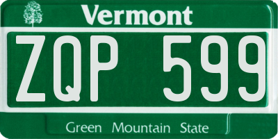 VT license plate ZQP599