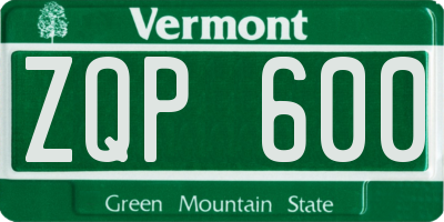 VT license plate ZQP600