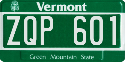 VT license plate ZQP601