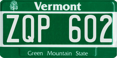 VT license plate ZQP602