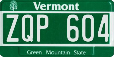 VT license plate ZQP604