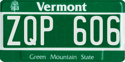 VT license plate ZQP606