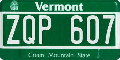 VT license plate ZQP607