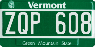 VT license plate ZQP608