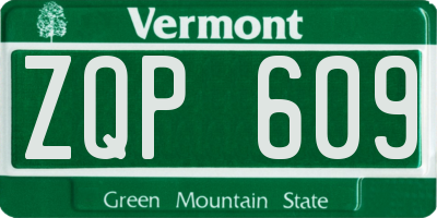 VT license plate ZQP609