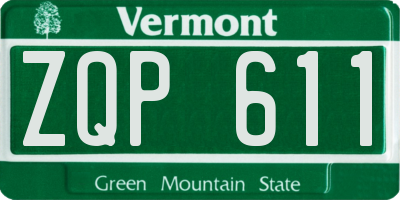 VT license plate ZQP611