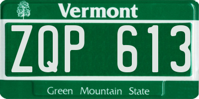 VT license plate ZQP613
