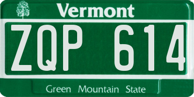 VT license plate ZQP614
