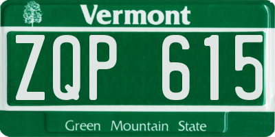 VT license plate ZQP615