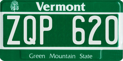 VT license plate ZQP620