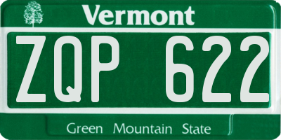VT license plate ZQP622