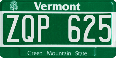VT license plate ZQP625