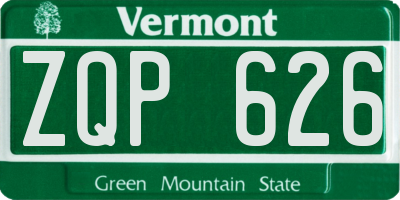 VT license plate ZQP626