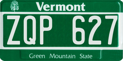 VT license plate ZQP627