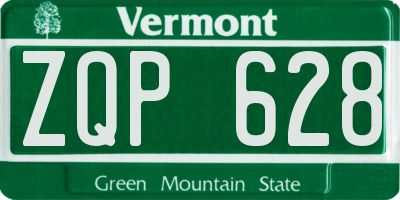 VT license plate ZQP628