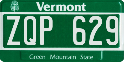 VT license plate ZQP629