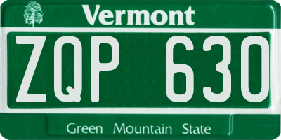 VT license plate ZQP630