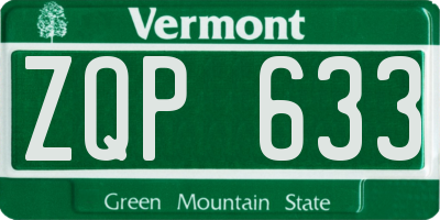 VT license plate ZQP633