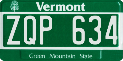 VT license plate ZQP634