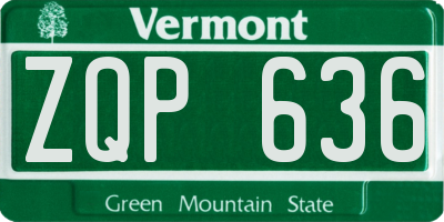 VT license plate ZQP636