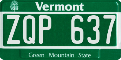 VT license plate ZQP637