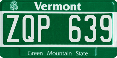 VT license plate ZQP639