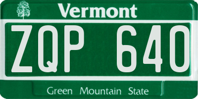 VT license plate ZQP640