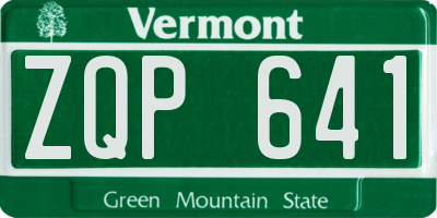 VT license plate ZQP641