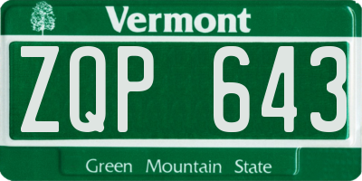 VT license plate ZQP643