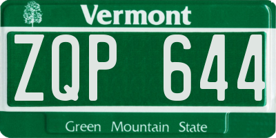 VT license plate ZQP644