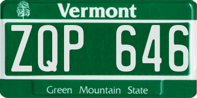 VT license plate ZQP646