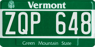 VT license plate ZQP648