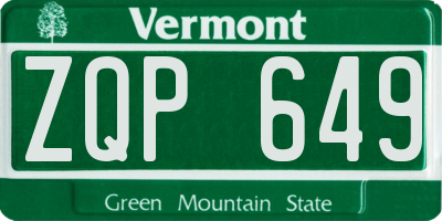 VT license plate ZQP649