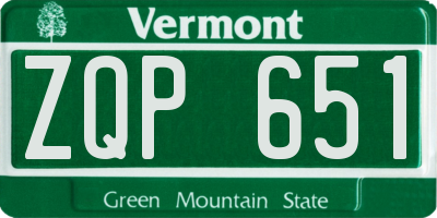 VT license plate ZQP651