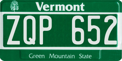 VT license plate ZQP652