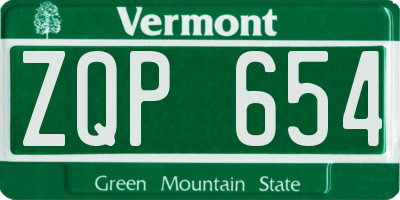VT license plate ZQP654