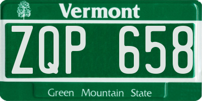 VT license plate ZQP658