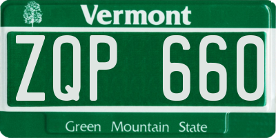 VT license plate ZQP660