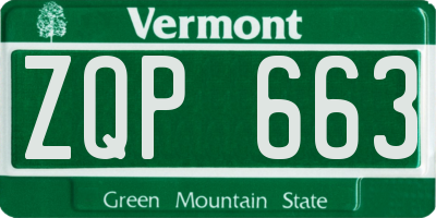 VT license plate ZQP663