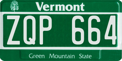 VT license plate ZQP664