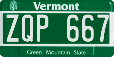 VT license plate ZQP667