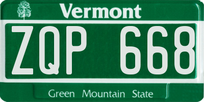 VT license plate ZQP668