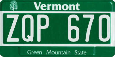 VT license plate ZQP670