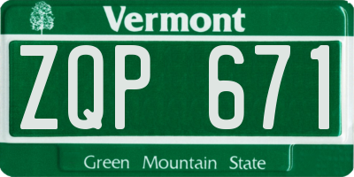 VT license plate ZQP671