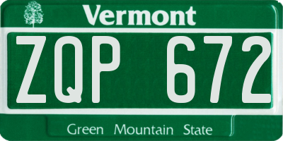 VT license plate ZQP672
