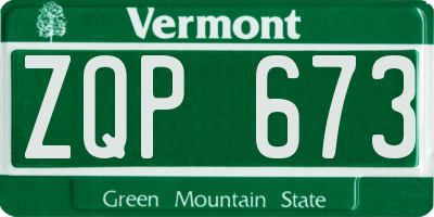 VT license plate ZQP673